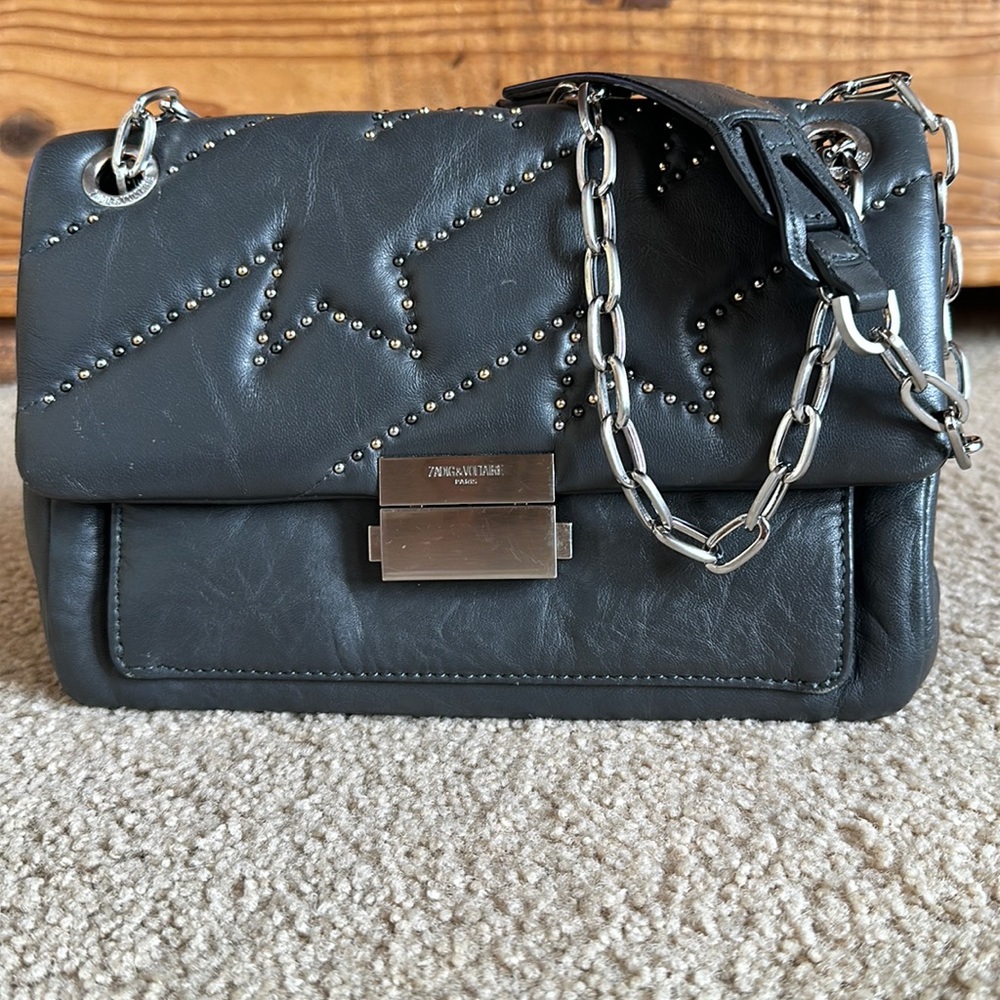 Zadig & Voltaire dark grey leather handbag